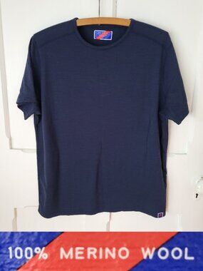 Best Made Co. 100% Merino Wool T Shirt Navy Short Sleeve Size L Base layer
